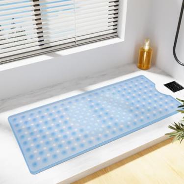Imagem de METEOROCK Tapete de banho antiderrapante para chuveiro 90 cm x 40 cm, tapete de chuveiro antiderrapante com ventosas e orifícios de drenagem, tapetes de banho laváveis na máquina para banheira e chão