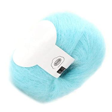 Imagem de Generic Fio angorá de Malha Mohair Macio para Tecer Lenços, Suéteres e Chapéus, lã Mohair Quente de Em Várias Cores, Lavável à Mão para Entusiastas de tricô (07 água azul)