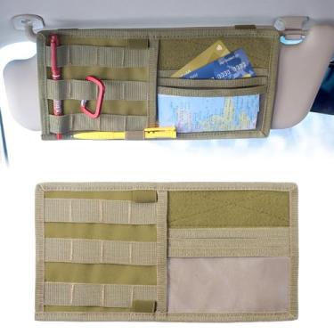 Imagem de Hovom Organizador de viseira de sol para carro com painel Molle, bolsa organizadora de viseira tática, bolsa de armazenamento multifuncional para guarda-sol automático para documentos, cartões