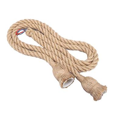 Imagem de GLOGLOW Luminária Pendente de Teto de Corda de Cânhamo Vintage E27 de 2m, Decoração de Iluminação Estilo Industrial Com Cor de Cânhamo Natural, para Sala de Estar, Restaurante, Bar, (2 metros 2