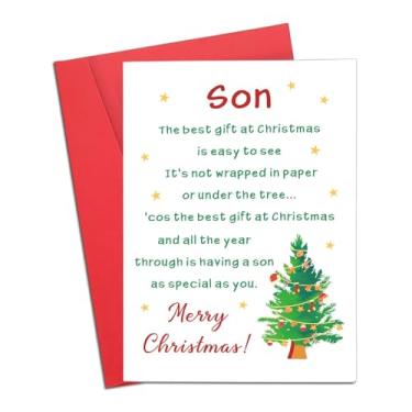 Imagem de Lovely Son Gift Card Christmas, Christmas Card for Son, Son Christmas Gifts from Mom Dad, Merry Christmas, Star Tree, Presentes de Natal para Filho, Cartão de Natal da Família Cartões de Natal com