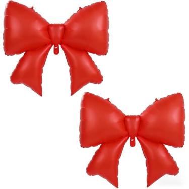 Imagem de 2 balões grandes de laço vermelho fosco - decoração de festa elegante de textura suave, perfeito para aniversário, dia dos namorados, casamento e fotos de pano de fundo de noivado, centros de mesa