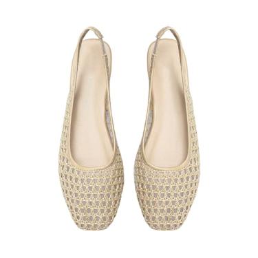 Imagem de BEAUDRM Sapatilhas femininas com salto baixo e bico fechado, sapatilhas, casual, festa, bico fino, elegante, Damasco leve, 38