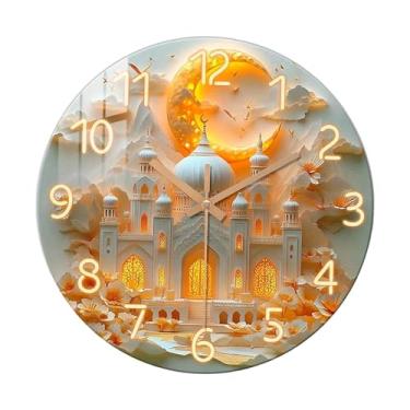 Imagem de predolo Relógio de parede em formato de castelo, decoração natalina do Oriente Médio, mecanismo silencioso, ideal para banheiro, quarto infantil, festa, 20cm