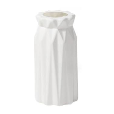 Imagem de Vaso de flores, estilo nórdico, decoração de vaso de flores simulado, decoração de estilo minimalista, vaso de flores de cerâmica, vaso de flores decorativo geométrico branco (Tipo D Branco)