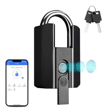 Imagem de Cadeado com Digital e Reserva de Chave Recarregável via USB BT Aplicativo TTLock Sem IP67 Desbloqueio por Ideal para Porta Maleta Valise Armário Escri