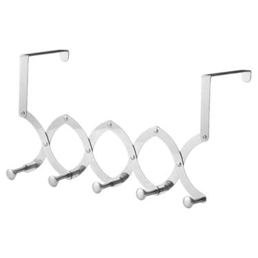Imagem de Fenteer Gancho de porta, cabide telescópico para roupas, organizador de pendurar para apartamentos, 5 Ganchos