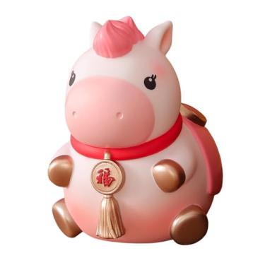 Imagem de Baoblaze Cofrinho em forma de cavalo, peça colecionável e fofa para decorar mesa, armário de entrada, escrivaninha, lareira ou escritório, Rosa Pequeno