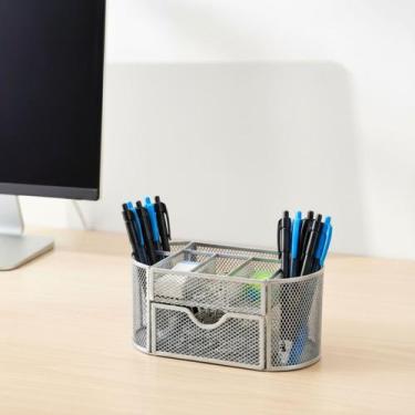 Imagem de Organizador De Mesa Aramado Porta Canetas Lápis Clips Papel - Kit Girl