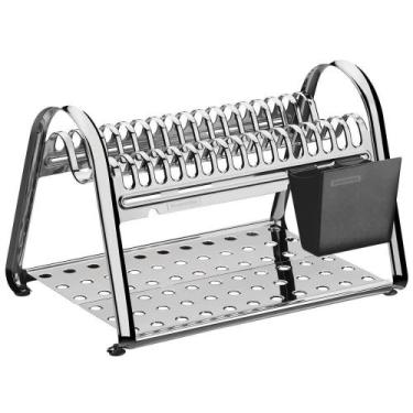 Imagem de Escorredor de Louça Tramontina Ciclo em Aço Inox com Porta Talheres Pr