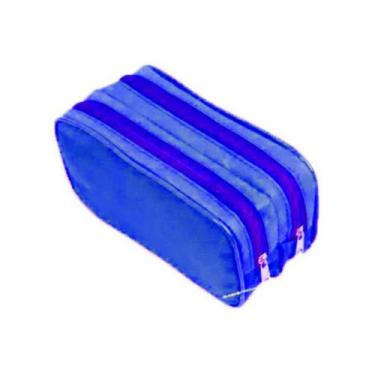 Imagem de Estojo Duplo Liso Escolar Grande C/ Borda Várias Cores - JKF - JKF Est