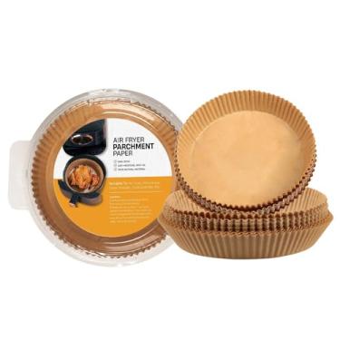 Imagem de 100 200 unidades de Forros descartáveis para Air Fryer Papel pergaminho antiaderente assar Absorção calor e óleo Mantém a limpa Fácil usar Micro-ondas