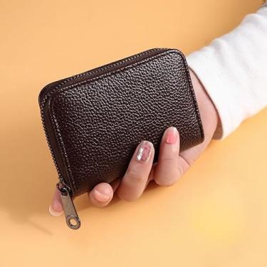 Imagem de Carteira feminina bolsa com zíper, carteira moderna, porta-cartões, bolsa de identificação, bolsa de armazenamento, carteira, bolsas, presente para mulheres e homens, Marrom, Estilo retrô