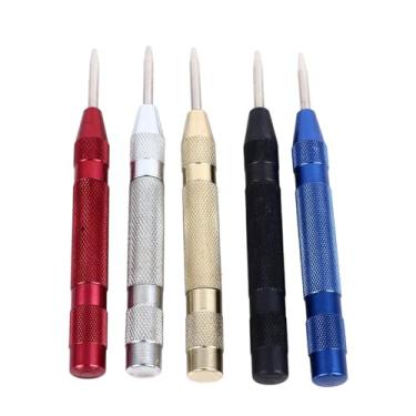 Imagem de aqxreight Ferramenta Automática de Punção Central - Localizador de Punção Com Mola de Aço Carbono para Projetos de Metal, Madeira e Bricolagem, Ferramenta de Marcação Com Alça Antiderrapante para