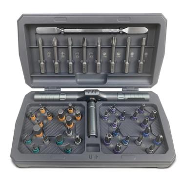 Imagem de LAJIAOZ Conjunto de chaves de fenda catraca magnética 42 em 1, kit de chaves de fenda multibrocas DIY com alça de catraca destacável, conjunto compacto de ferramentas de reparo para móveis