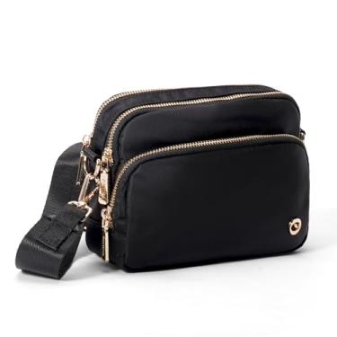 Imagem de TRMFUSA Bolsa de cinto transversal para mulheres, leopardo, bolsas de cintura pequenas com alça de ombro ajustável, Preto