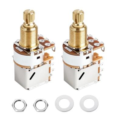 Imagem de Banworks Potenciômetro de guitarra Full Brass B500K Imperial 3/20.3 cm Thread Push Pull com eixo longo dividido de 18 estrias (comprimento de 18 mm) para Fender Strat/Tele Gibson Les Paul LP/SG PRS 2