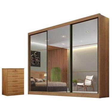 Imagem de Guarda Roupa Casal Atlanta com Espelho e Gaveteiro Suiça Cumaru 23 - N