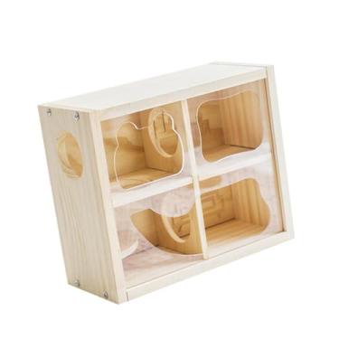 Imagem de Whtkoph Casinha de Madeira para Hamster, Decoração de Habitat, Brinquedo de Atividade para Pequenos Animais, 2 Camadas, para Hamsters Sírios E Chinchilas em R, Madeira E Acrílico