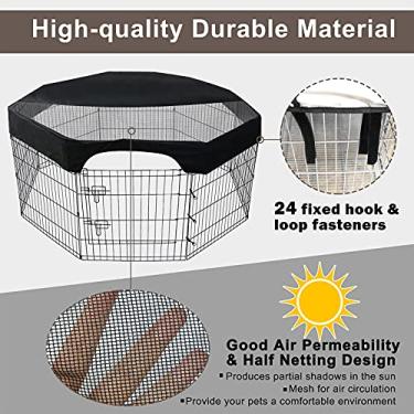 Imagem de CUOFYUNL Capa de cercadinho para animais de estimação de 24 polegadas 8 painéis Octogonal cerca de malha para cães Cercadinho para cães Cobertura de sombra de proteção solar à
