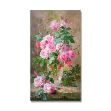 Imagem de NHLDZYH Flores clássicas ainda vida em tela retro buquê de flores pinturas estilo country decoração de parede para cozinha e sala de estar. C52. 70 x 125 cm. Apenas tela