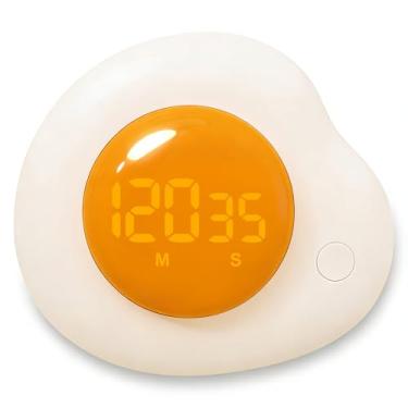 Imagem de QANYI Temporizador de ovos – Temporizador magnético de cozinha com visor LED grande e botões predefinidos (8 minutos de cozimento), mostrador giratório manual fácil para médio/cozido (0-180 minutos