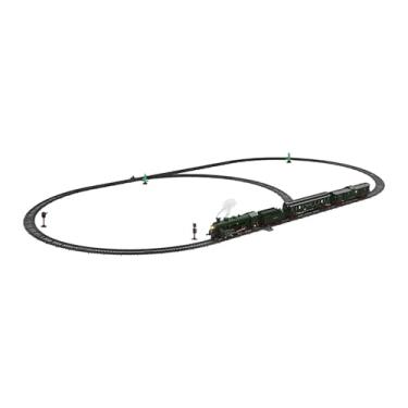 Imagem de KiBcsLic a vapor de brinquedo com luzes de fumaça, sons e trilhos, conjunto de elétrico para presente de aniversário ou festa, Verde