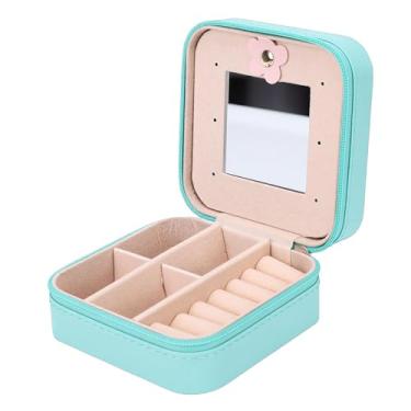Imagem de Asixxsix Caixa de Joias de Viagem, Organizador de Joias Com Espelho para Mulheres, Estojo Portátil de Couro PU Com Divisórias Removíveis para Anéis, Brincos, Colares