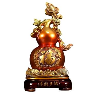 Imagem de Entrelaçados "Boa Fortuna" Chega! Ornamento de cabaça de resina sintética, versátil para cenas e presentes(Large)