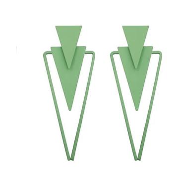 Imagem de Brincos triangulares para mulheres, na moda, rosa, geométricos, pendentes, simples, únicos, azuis, pretos, verdes, presentes para meninas adolescentes, Latão, Sem pedra preciosa