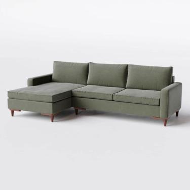 Imagem de Sofá Viena com Chaise 2,70m em Linho Verde Naval - Home Mobily