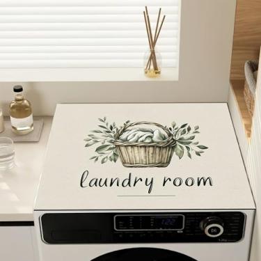 Imagem de Capas de lavadora e secadora, capa antiderrapante para máquina de lavar roupa, protetor à prova de poeira, almofada de cobertura para lavanderia, cozinha, 59,9 cm x 50 cm