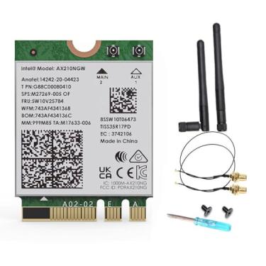 Imagem de Placa sem fio Intel AX210 WiFi 6E, M.2 NGFF, Bluetooth 5.3, 5400Mbps Tri-Band 2.4/5/6GHz, Windows 10/11 64-bit
