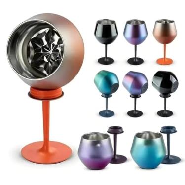 Imagem de Taça Térmica de Aço Inoxidável 2 em 1, 414ml, Isolamento Térmico, para Vinho e Drinks