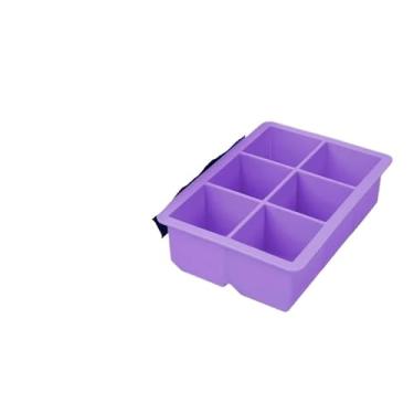 Imagem de Bandejas de silicone para cubos de gelo, bandeja com tampa, formas quadradas, grandes, recipientes para freezer, faça você mesmo (roxo)
