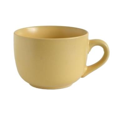 Imagem de Caneca de café da manhã de cerâmica de cor sólida de tamanho grande moderna para casa e escritório, café, leite, água, aveia, iogurte (amarelo)