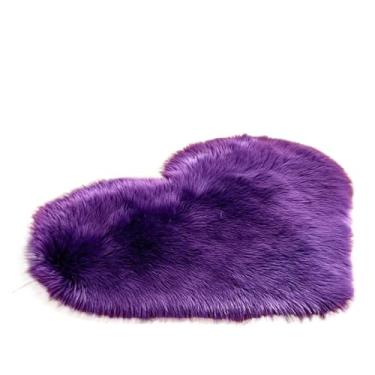 Imagem de Tapete Love Soft Shape Heart Area Mat、Tapete azul rosa 、 Tapetes brancos para quarto (roxo, G)