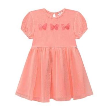 Imagem de Vestido Bebê Canelado Tule Laranja Neon Kukiê-Feminino