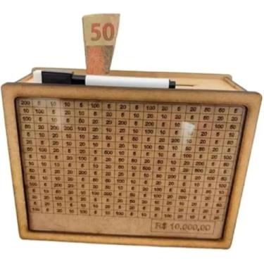 Imagem de Cofre Desafio Caixa Dinheiro De Madeira Método Japonês 1000