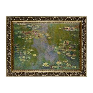 Imagem de Nenúfares por Claude Monet Reproduções de pintura a óleo Impressão em tela de arte de parede, moldura dourada vintage flor lago imagem botânica impressionismo paisagem decoração de arte para quarto