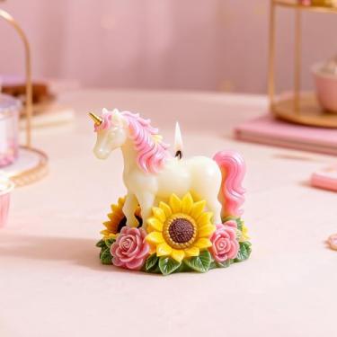 Imagem de Molde de vela de silicone de unicórnio, molde animal de girassol de cavalo para fazer velas, moldes de fundição de resina epóxi para artesanato faça você mesmo, vela de aromaterapia, perfeito para