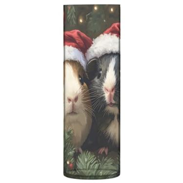 Imagem de Qilmy Porquinhos-da-índia de Natal usando chapéus de Papai Noel, vaso para flores, vaso de belas artes, decoração de casa para escritório, sala de jantar, sala de estar, casamento363