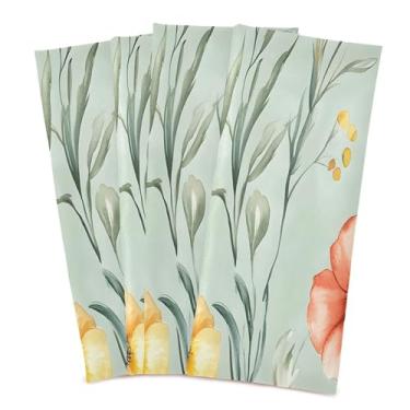 Imagem de xigua Conjunto de 4 panos de prato de cozinha de flores de primavera em aquarela, macios e altamente absorventes de secagem rápida para limpeza de pratos e limpeza à mão, 71 x 45 cm