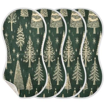 Imagem de STAYTOP 4 peças lindas panos de arroto de árvore de Natal - panos para arrotar para bebês meninos meninas e toalha de recém-nascido, panos grandes absorventes para arrotar