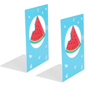 Imagem de ZJchao 2 Extremidades do Livro Dos Pces, Estantes para Prateleiras, Estante de Metal Antiderrapante Estável Livro Rolha Prateleiras de Apoio para Estantes Armários Escritórios (Melancia)