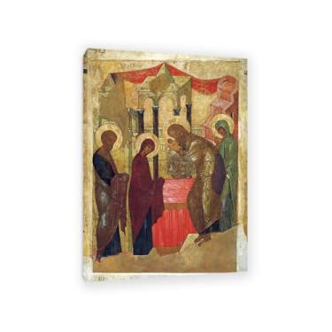 Imagem de Apresentação de Jesus no Templo por Andrei Rublev Pôster Impressão Vintage Pintura Tela Andrei Rublev Arte de Parede Estética Presente de Feriado Decoração de Casa para Sala de Estar Igreja 110 x 80