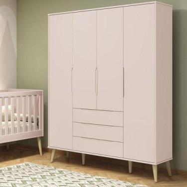 Imagem de Guarda Roupa Infantil Retrô Elfe Rosa Acetinado Natural - Reller - REL