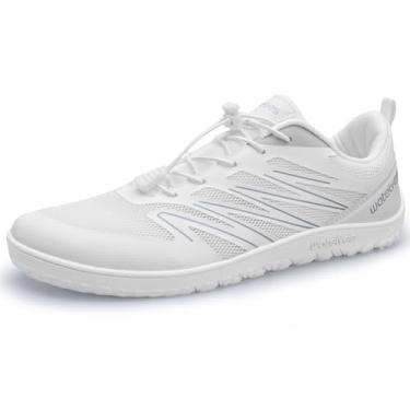 Imagem de WateLves Tênis masculino e feminino de largura larga minimalista Zero Drop Tênis de trilha para corrida e caminhada, Branco, 13.5 Wide Women/12.5 Wide Men