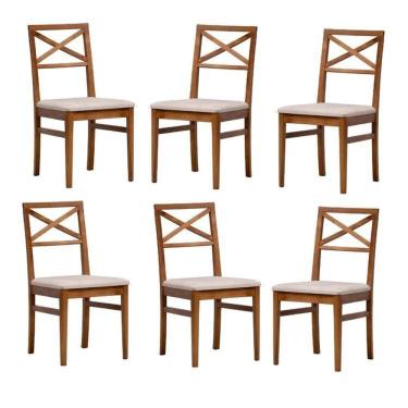 Imagem de Kit 6 Cadeira Estofada Primavera Cabecasa Madeiraoriginals Marrom