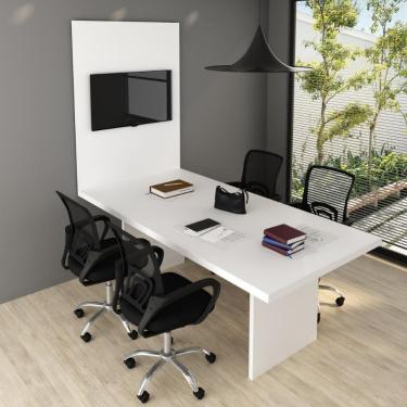 Imagem de Conjunto Mesa de Escritório Reunião 220cm com Painel para TV Multimóveis CR25339